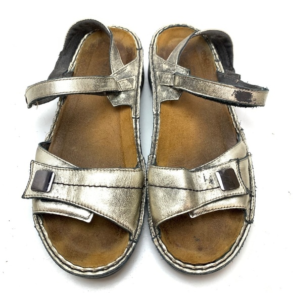 NAOT Leather Gold Sandals Shoes Ankle Strap sz 41 - Picture 5 of 16